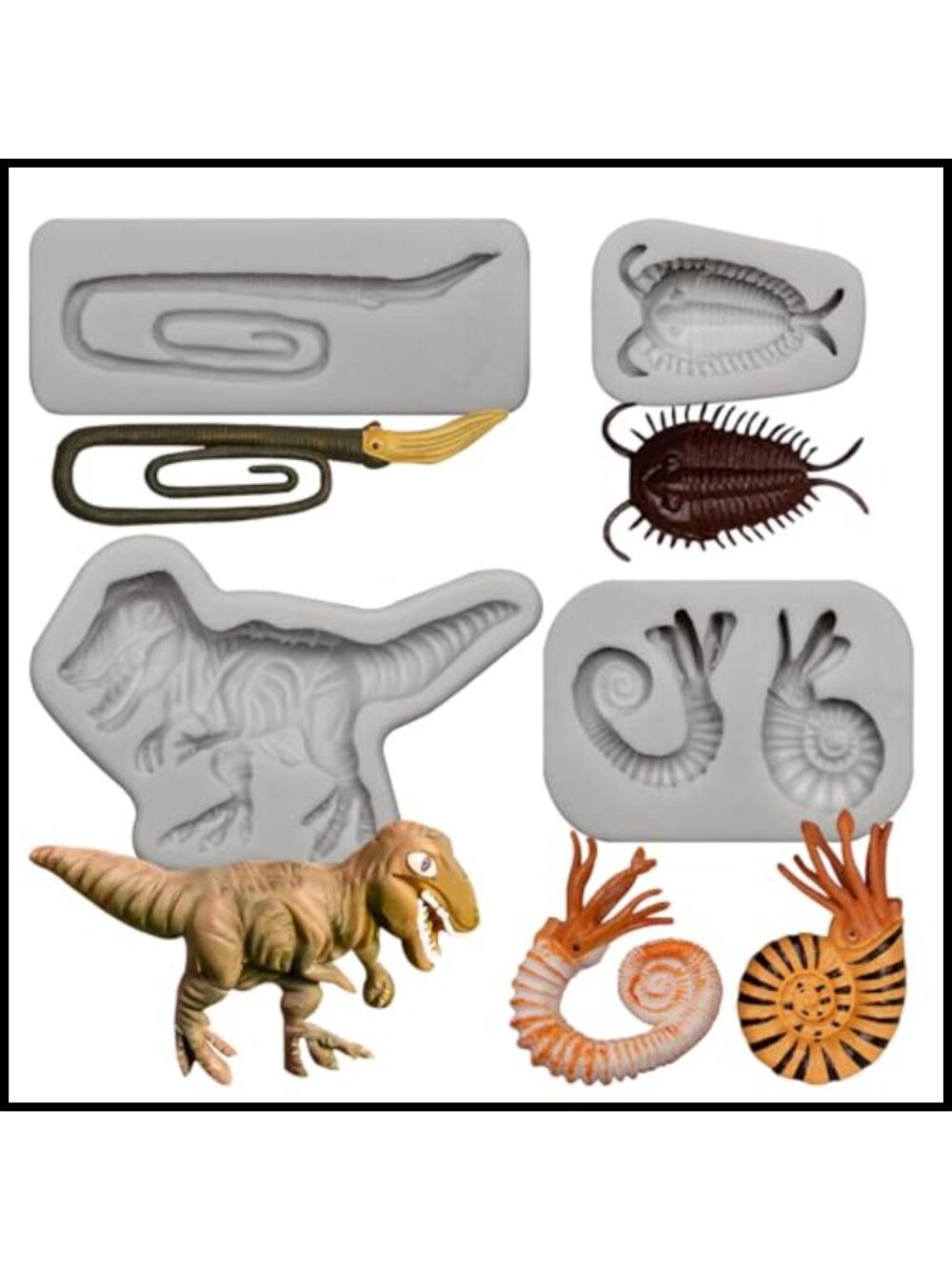 Silicone Fossil Molds Set 4 Pc Dinosaur Chocolate Cake Decor